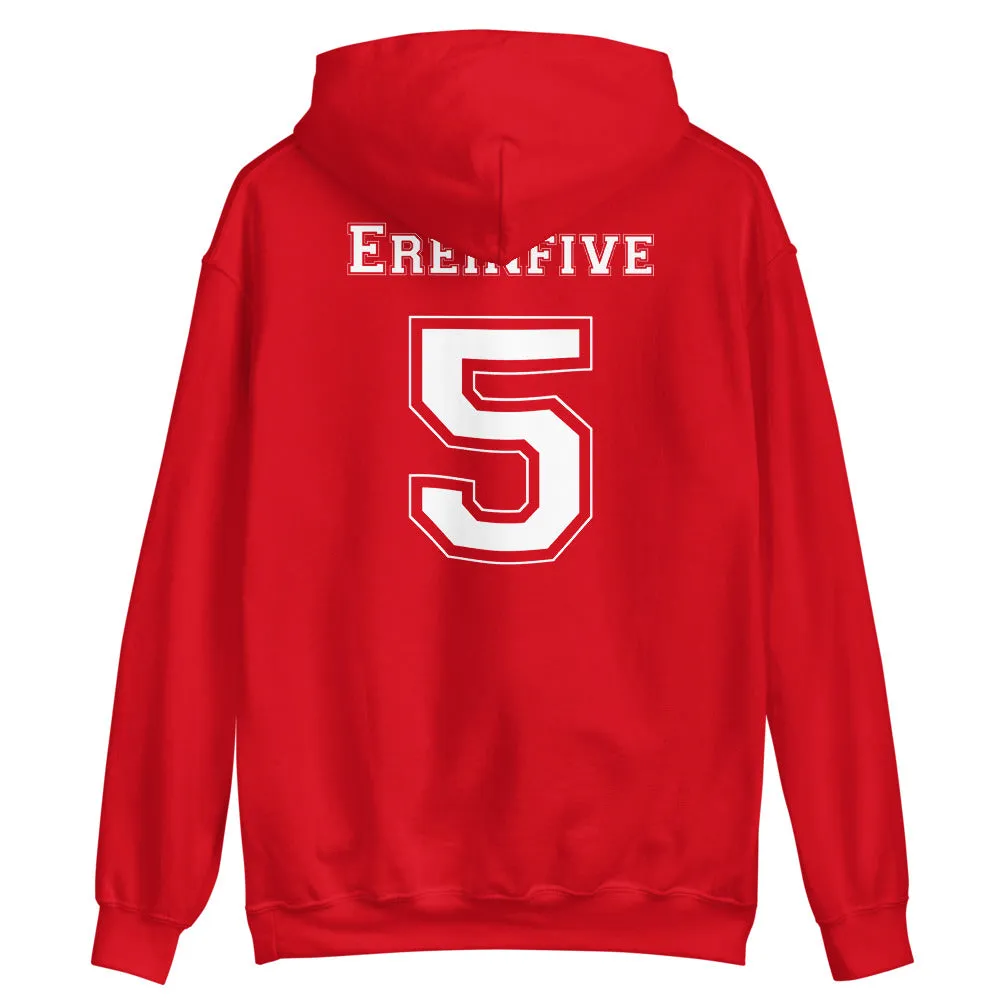 Pop Culture Is My Sport with Ereinfive #5 Jersey on back Unisex Hoodie by Be There in Five