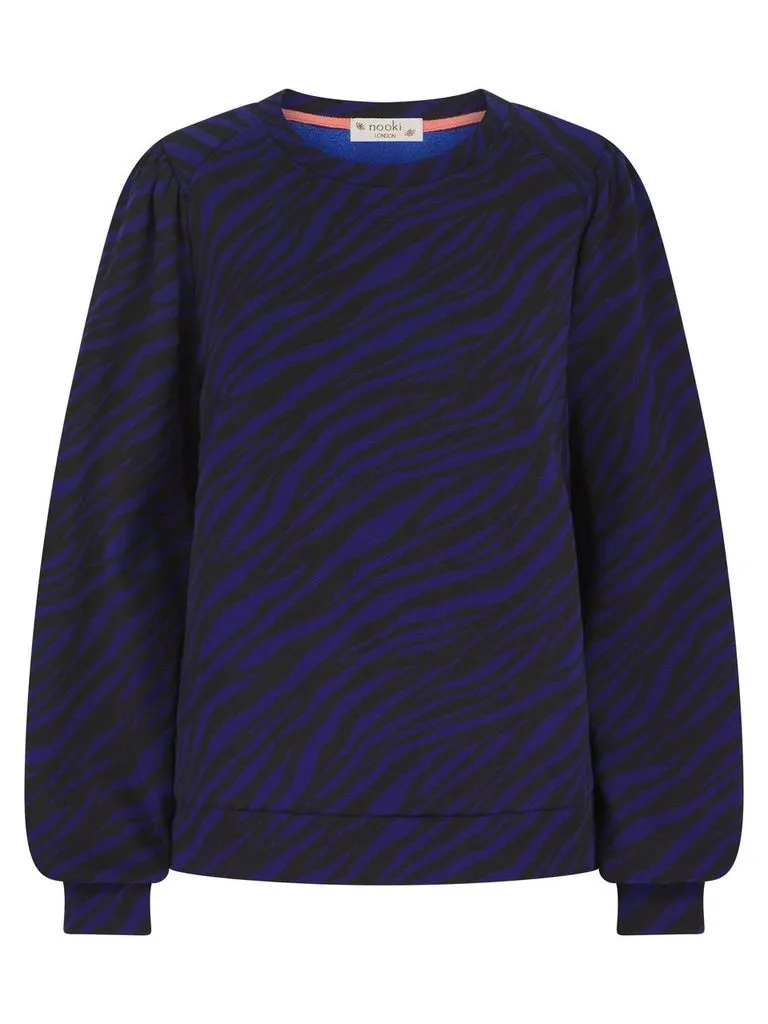 PRINTED ZEBRA PIPER SWEATER-TEAL