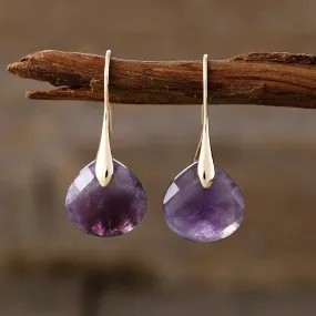 Ritzy Amethyst Gold Drop Earrings