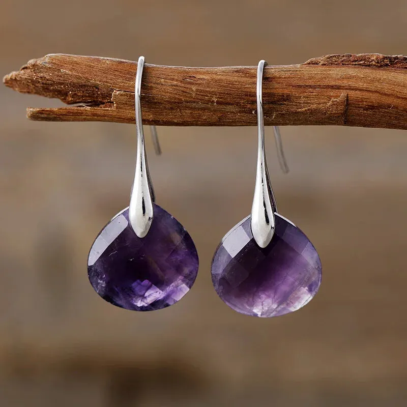 Ritzy Amethyst Gold Drop Earrings