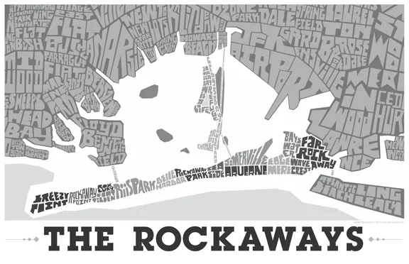 Rockaway Queens Typography Map