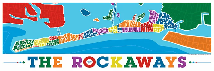 Rockaway Queens Typography Map