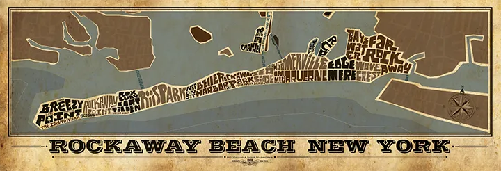 Rockaway Queens Typography Map