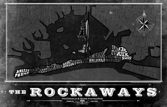 Rockaway Queens Typography Map