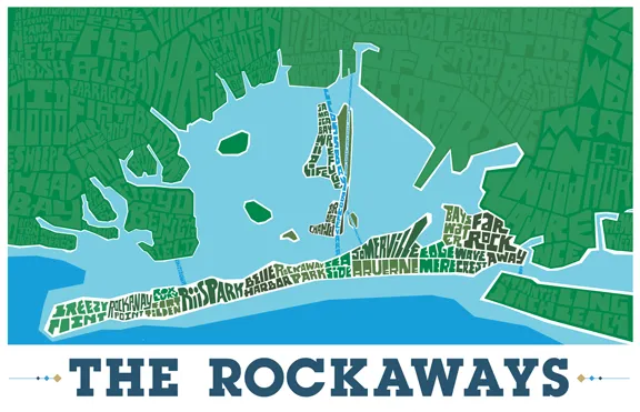 Rockaway Queens Typography Map