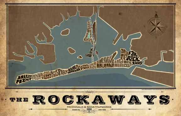 Rockaway Queens Typography Map