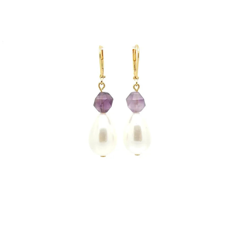 Royal Pearl and Amethyst Earrings