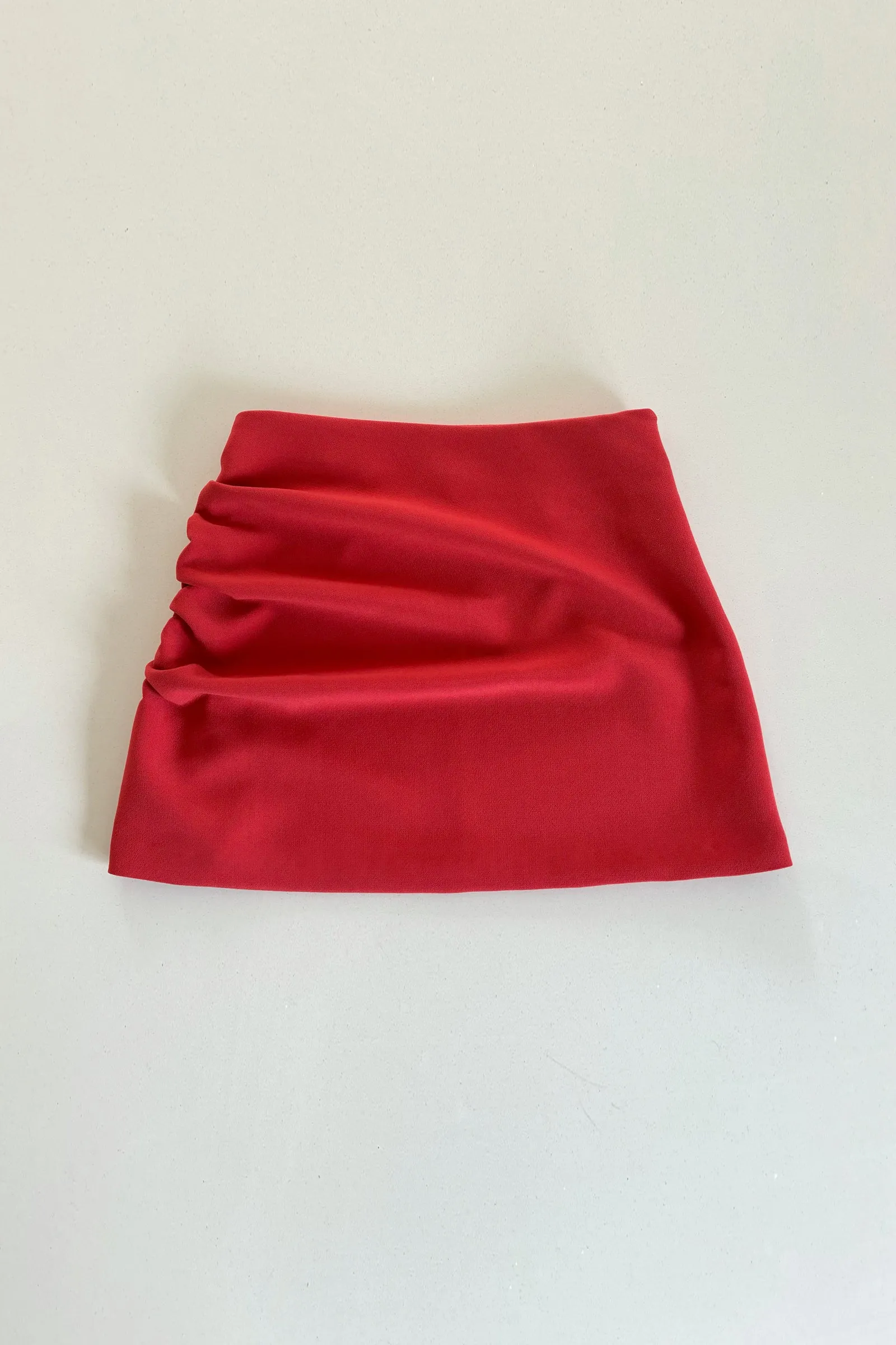 Ruched Mini Skirt in Rouge