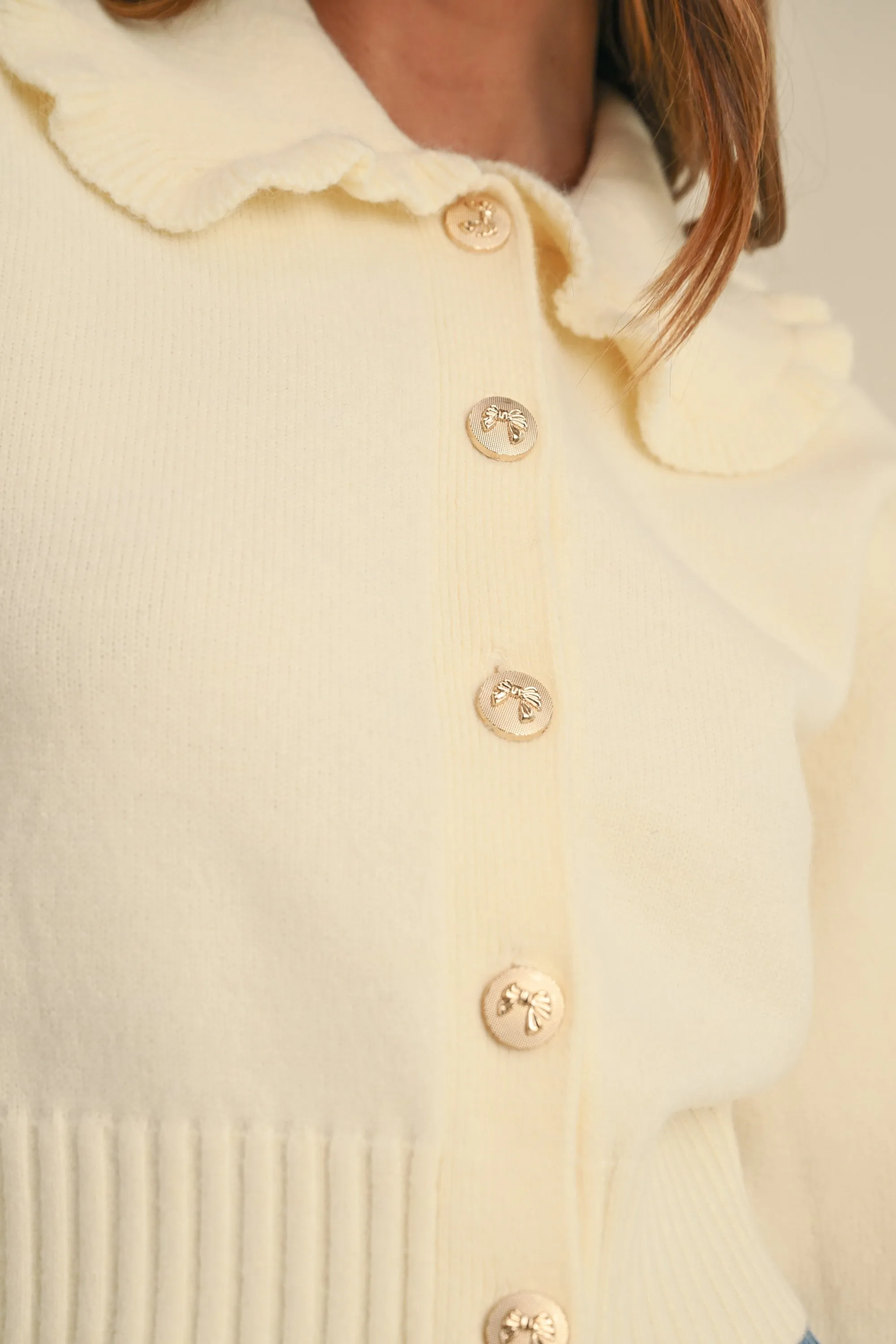 RUFFLE PETER PAN COLLAR CARDIGAN