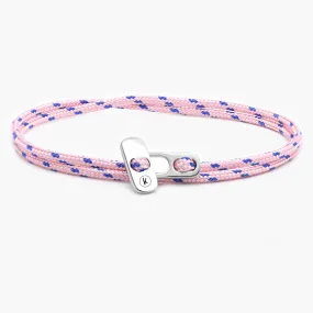 Sailing Cord Bracelet With Silver Clasp (Light Pink/Blue)