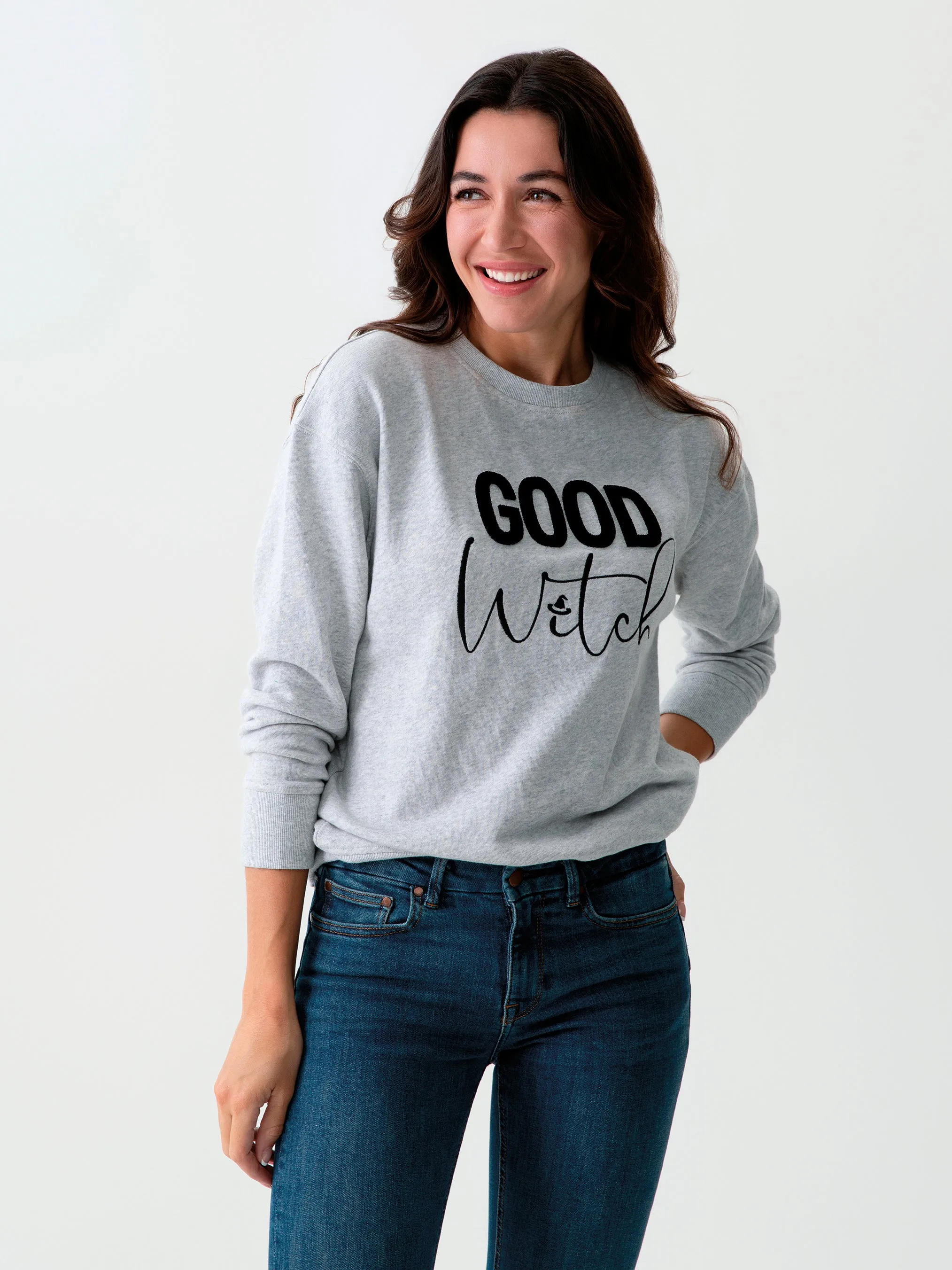 Shiraleah "Good Witch" Sweatshirt, Grey