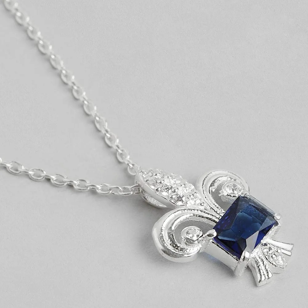 SILVER Fleur De Lis Blue NECKLACE