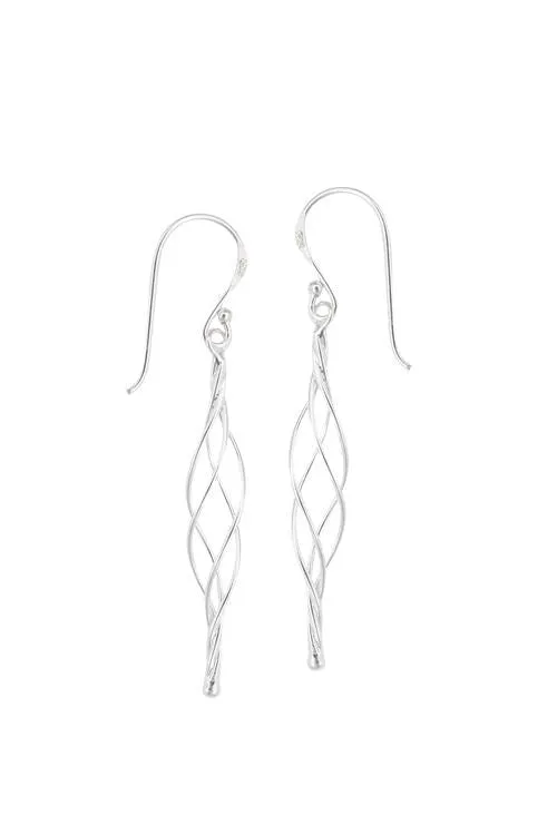 Silver Twist Drop Earrings