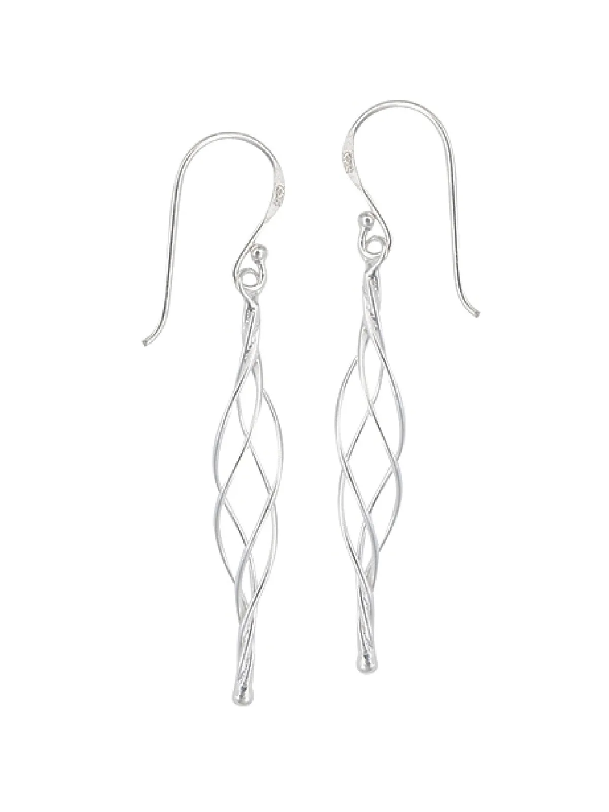 Silver Twist Drop Earrings