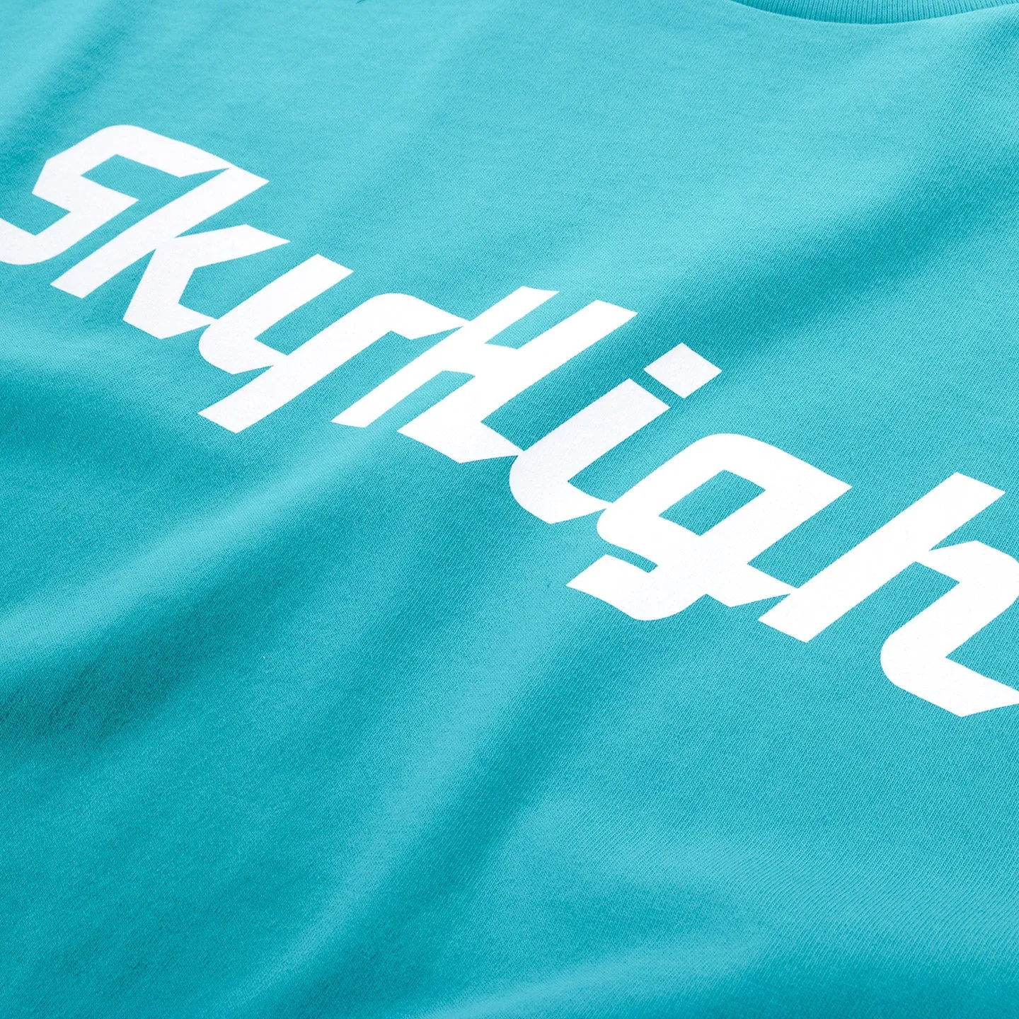 SKY HIGH FARM WORKWEAR CONSTRUCTION GRAPHIC LOGO #1 T-SHIRT TEAL