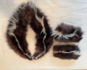 SOLD Vintage Fur Collar Collar and Cuff Set, Replacement or Costume Prop Study, 3 Piece Set