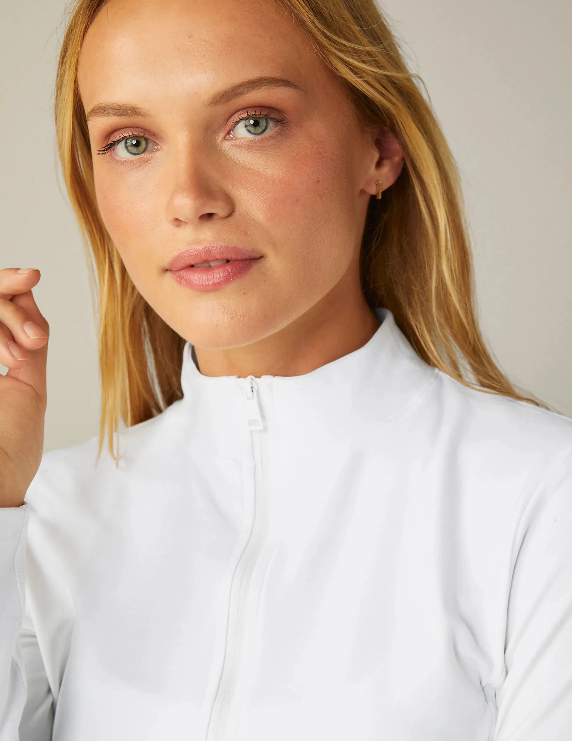 Spacedye On The Go Mock Neck Jacket: White