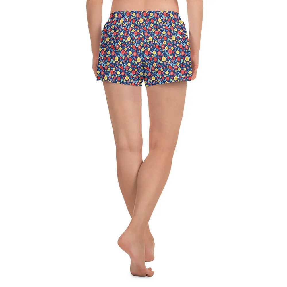 Spring Floral Royal Athletic Short Shorts for women