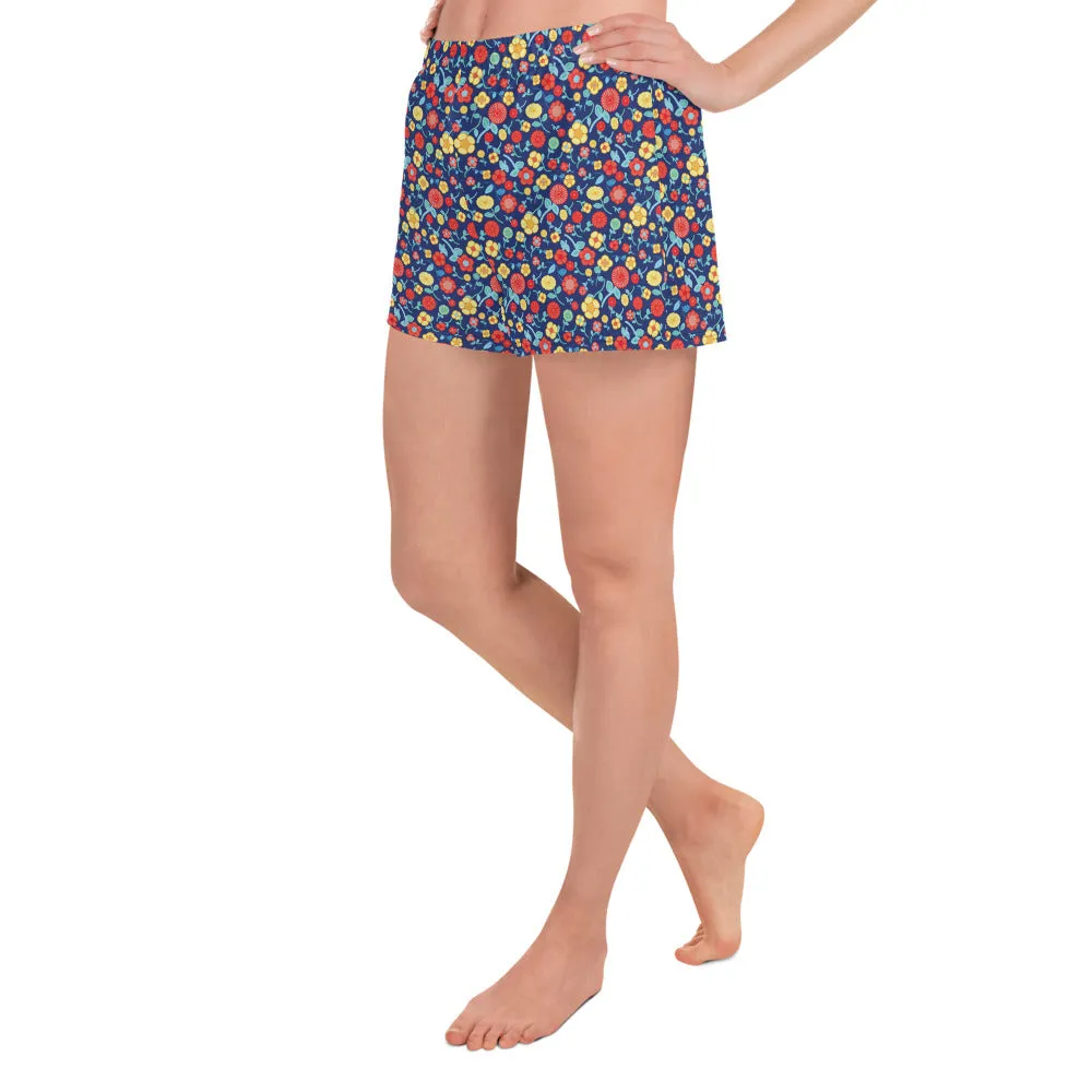 Spring Floral Royal Athletic Short Shorts for women