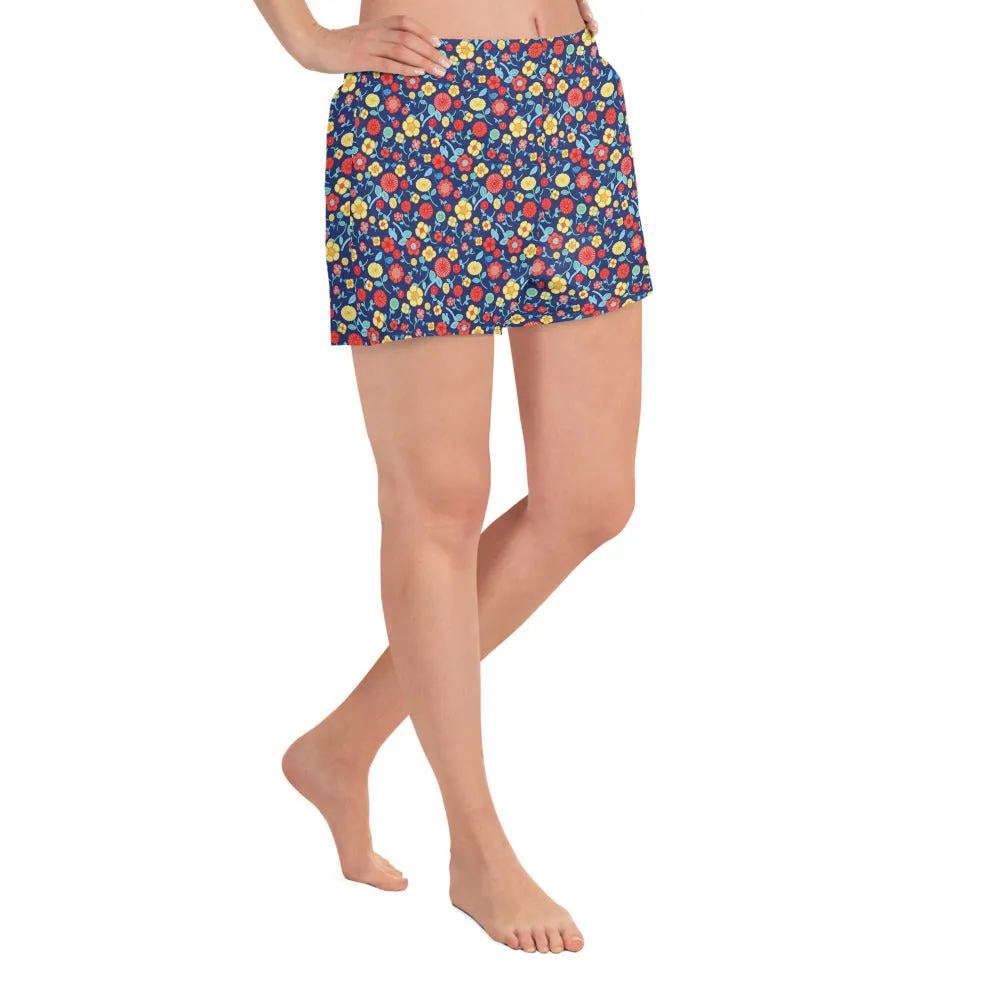 Spring Floral Royal Athletic Short Shorts for women