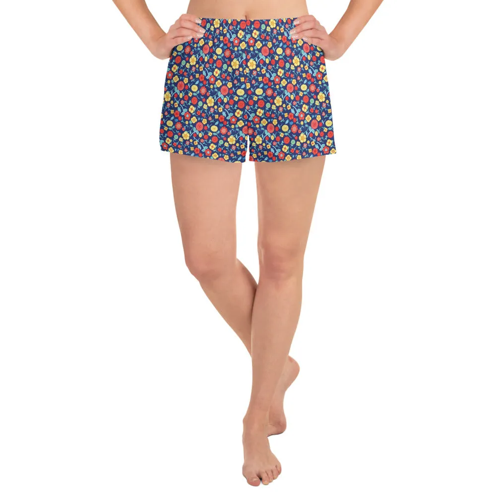 Spring Floral Royal Athletic Short Shorts for women