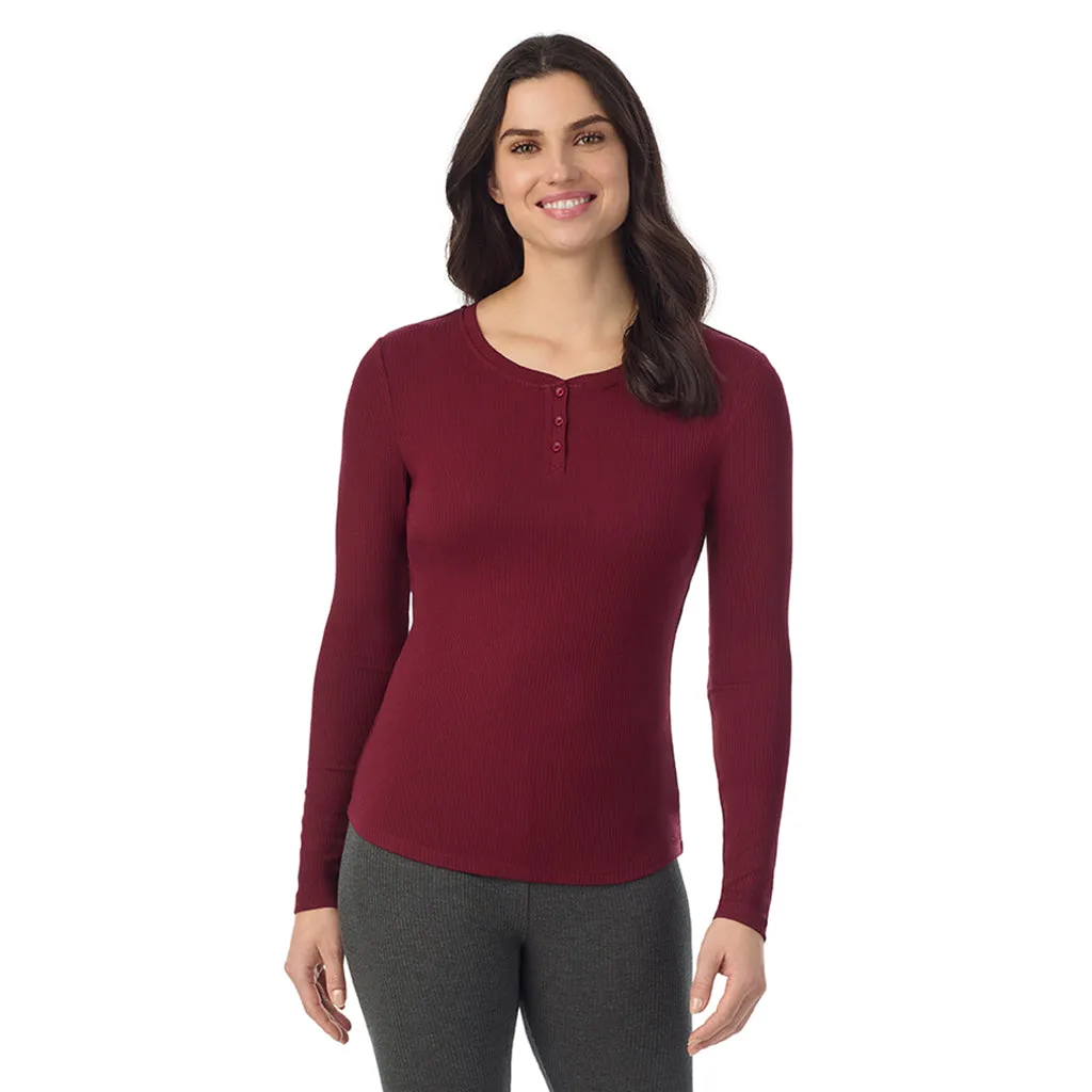 Stretch Rib Long Sleeve Henley