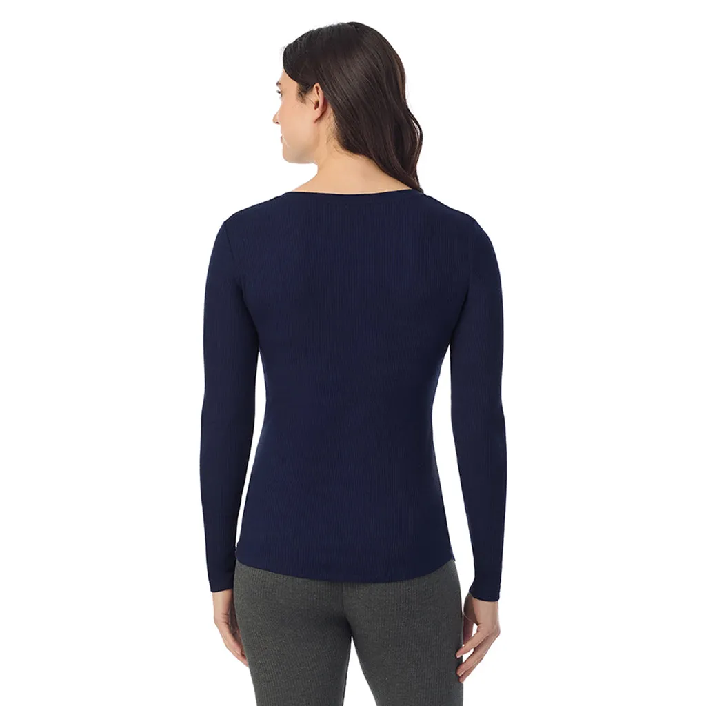 Stretch Rib Long Sleeve Henley