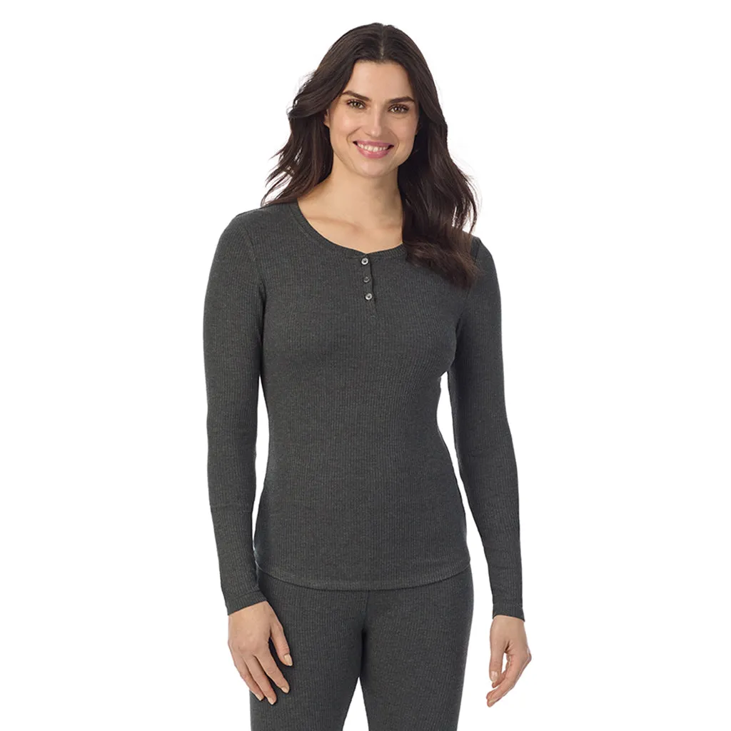 Stretch Rib Long Sleeve Henley