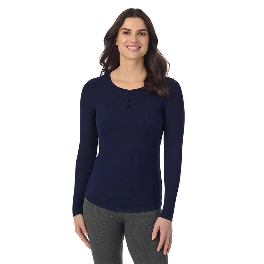 Stretch Rib Long Sleeve Henley