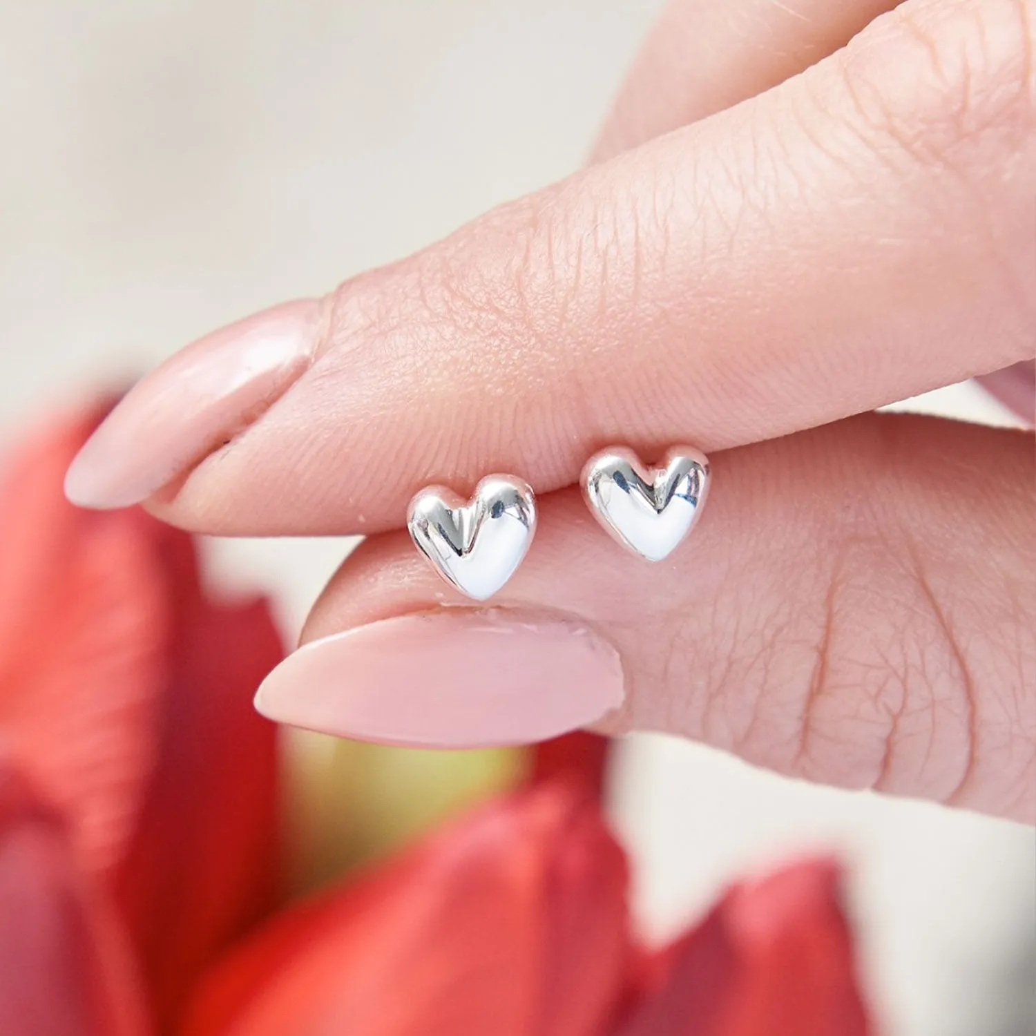 Sweetheart Silver Stud Earrings