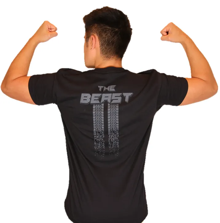 The BEAST - Black T-Shirt w-Asphalt Grey print- Youth and Adult sizes