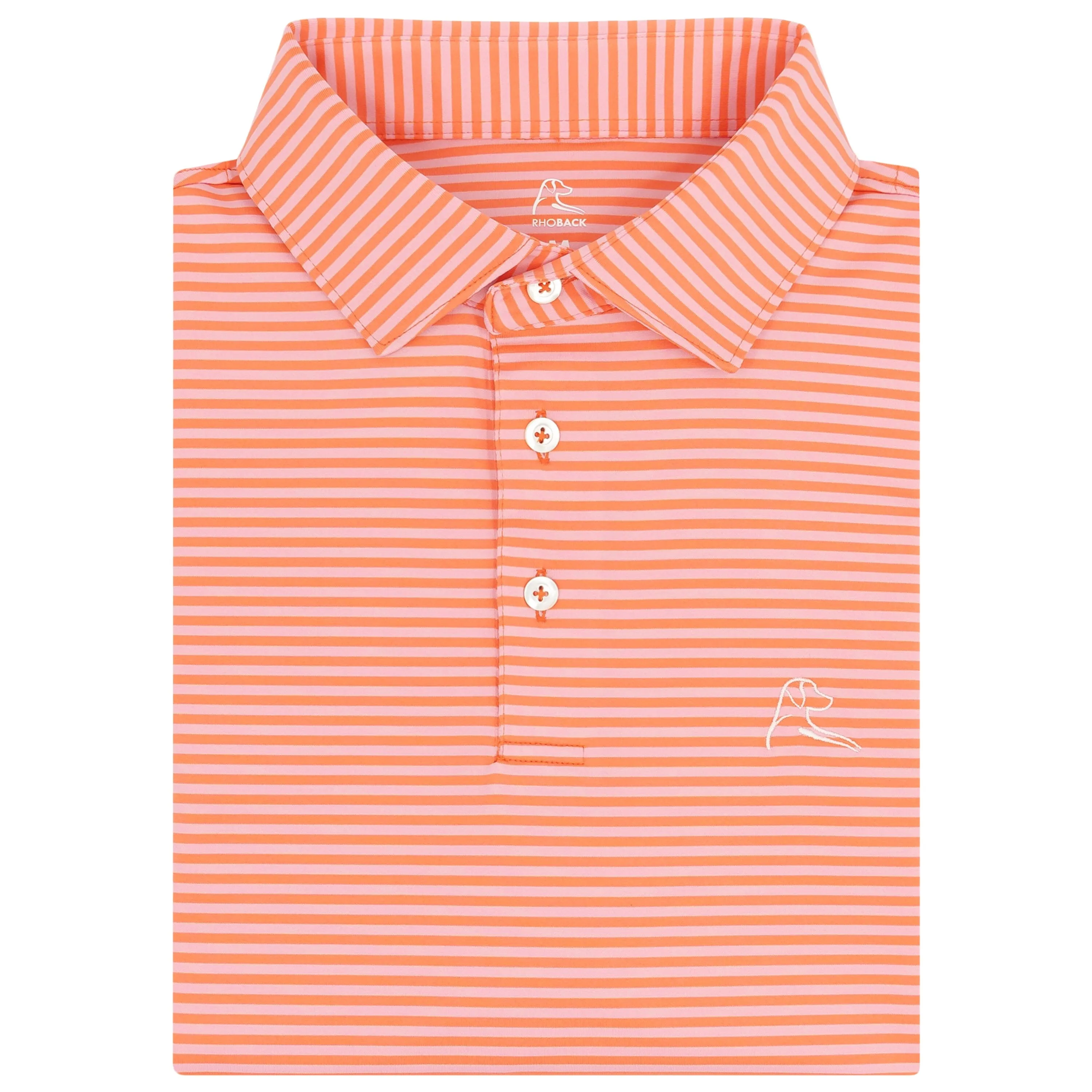 The Birdie Stripe | Performance Polo | The Birdie Stripe - Sunrise/Flamingo Pink