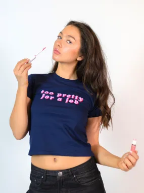 TOO PRETTY, BABY TEE - NAVY