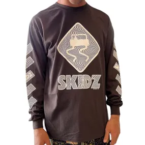 Trippy Check Long Sleeve Tee - Dark Chocolate Brown