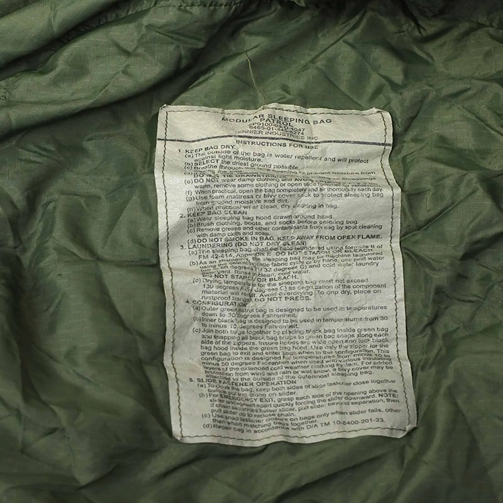 US MSS Patrol Army Sleeping Bag