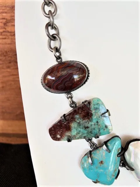 Vicki Orr Fossil and Turquoise Necklace