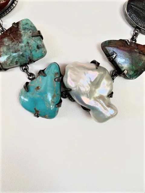 Vicki Orr Fossil and Turquoise Necklace