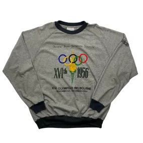 Vintage 90s Grey   Black Adidas Olympics Spell-Out Sweatshirt - Extra Large