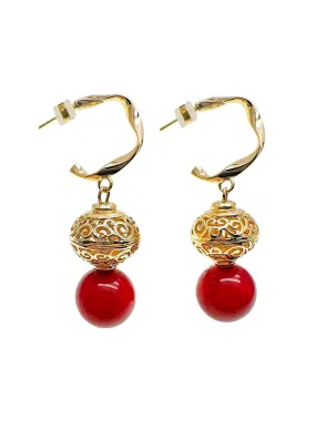 Vintage Style Big Coral Hoop Earrings JE004