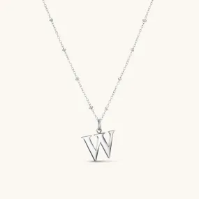 W Initial Pendant Necklace In Silver