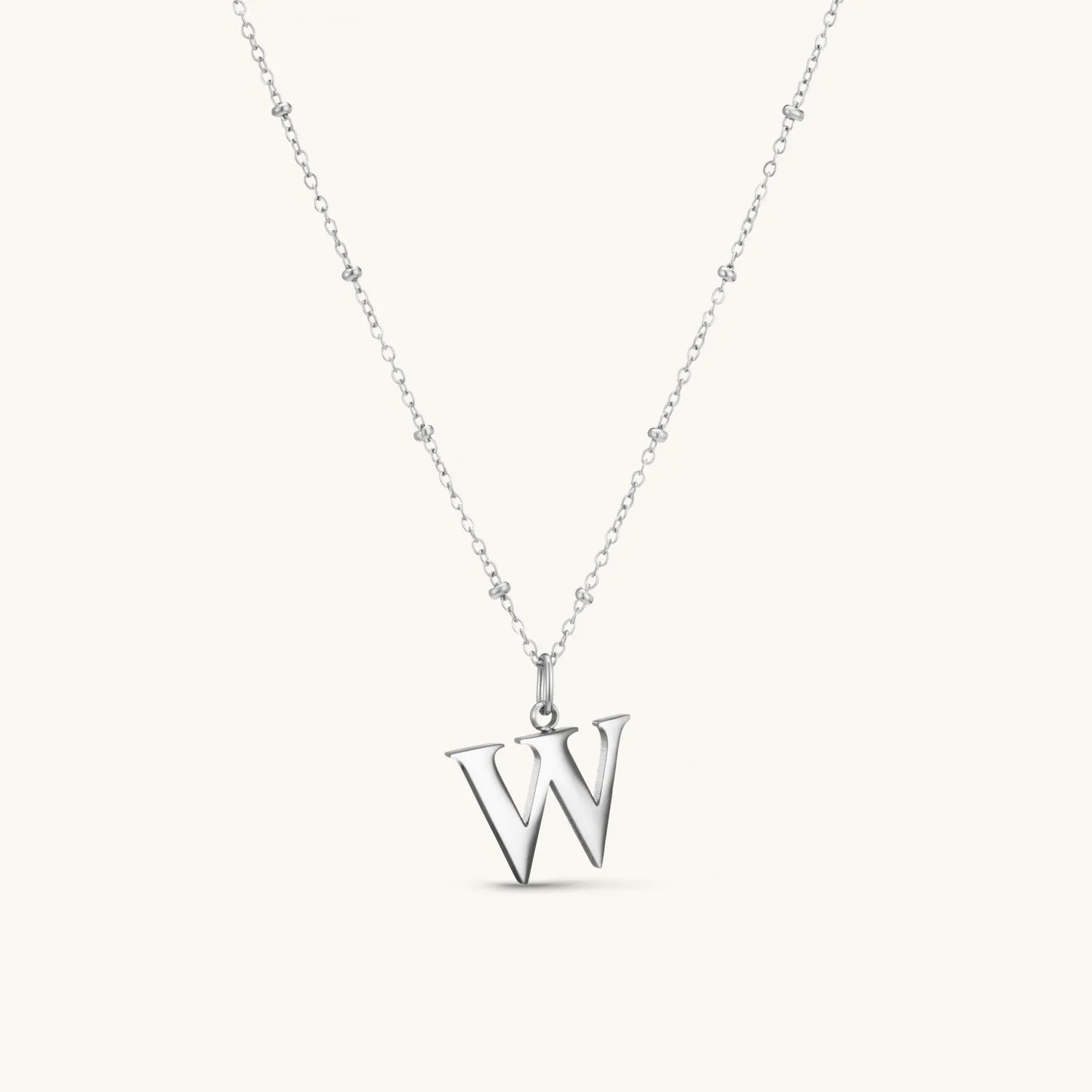 W Initial Pendant Necklace In Silver