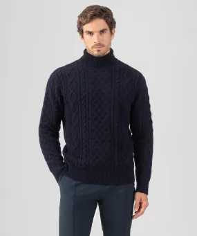 Wool Cashmere Telemark Sweater Turtle Neck: Navy