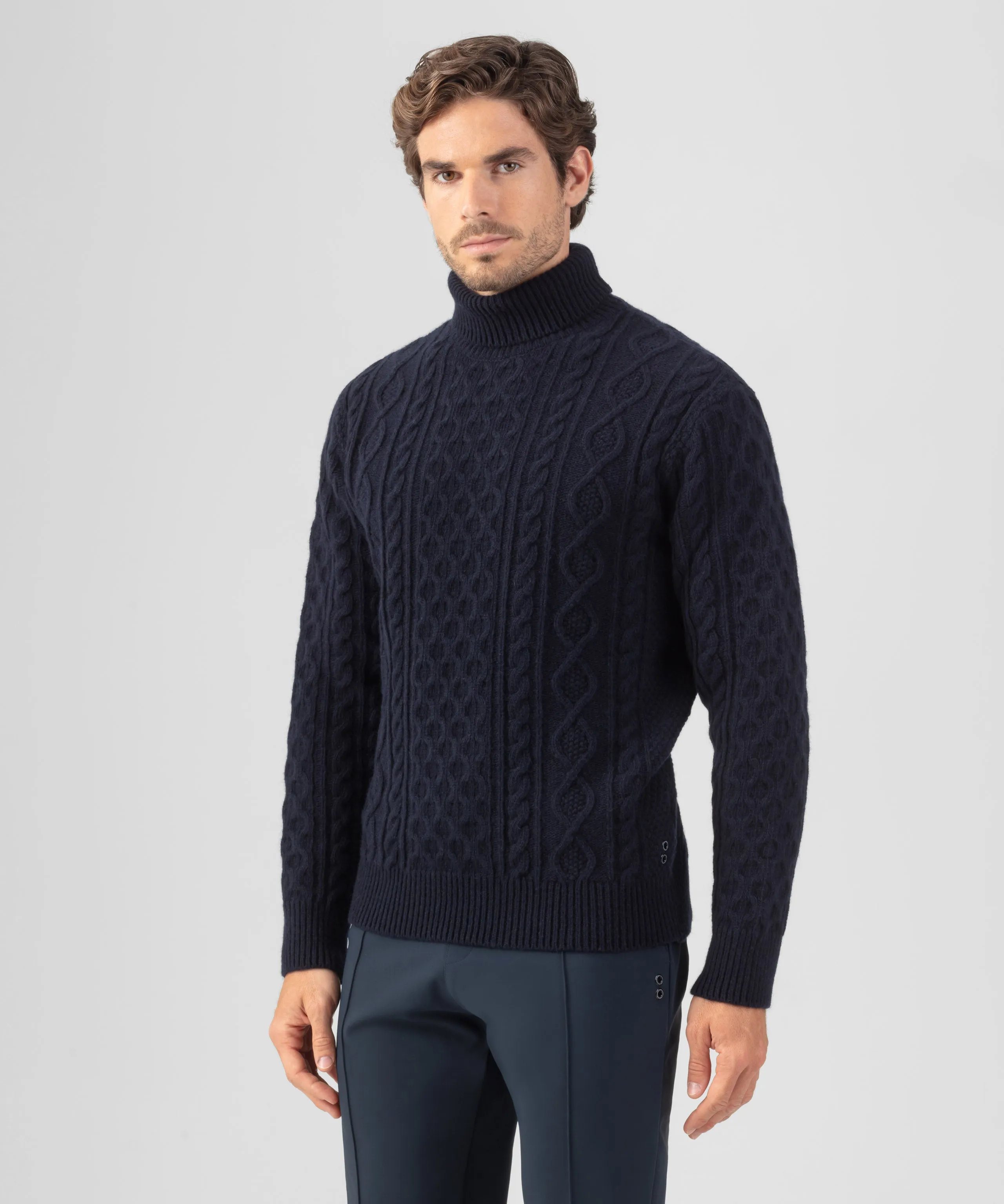 Wool Cashmere Telemark Sweater Turtle Neck: Navy